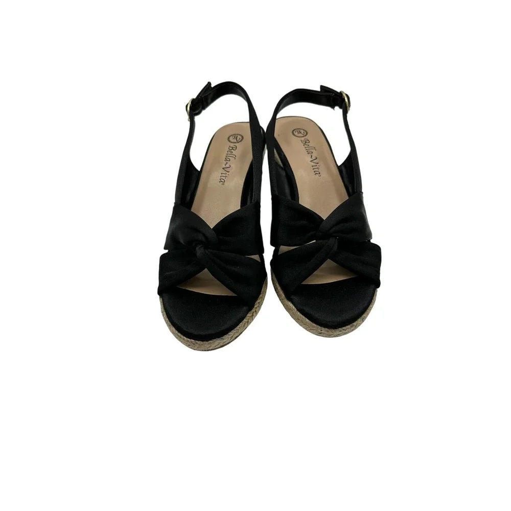 Bella Vita Kimora‎ Wedge Sandals Women Size 7.5 M, Black NWOT